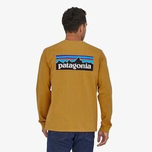 Patagonia Men’s Long Sleeve Logo Tee Mustard Yellow Size XL